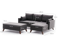 Coltar extensibil Bella Mini Corner Sofa Right - Anthracite