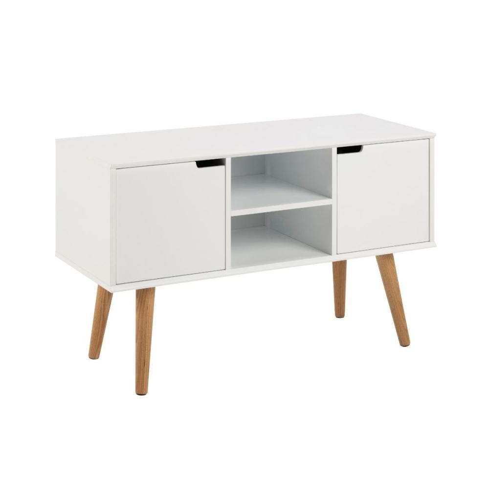 Comoda alba din lemn de stejar si MDF, 96 cm, Mitra Actona