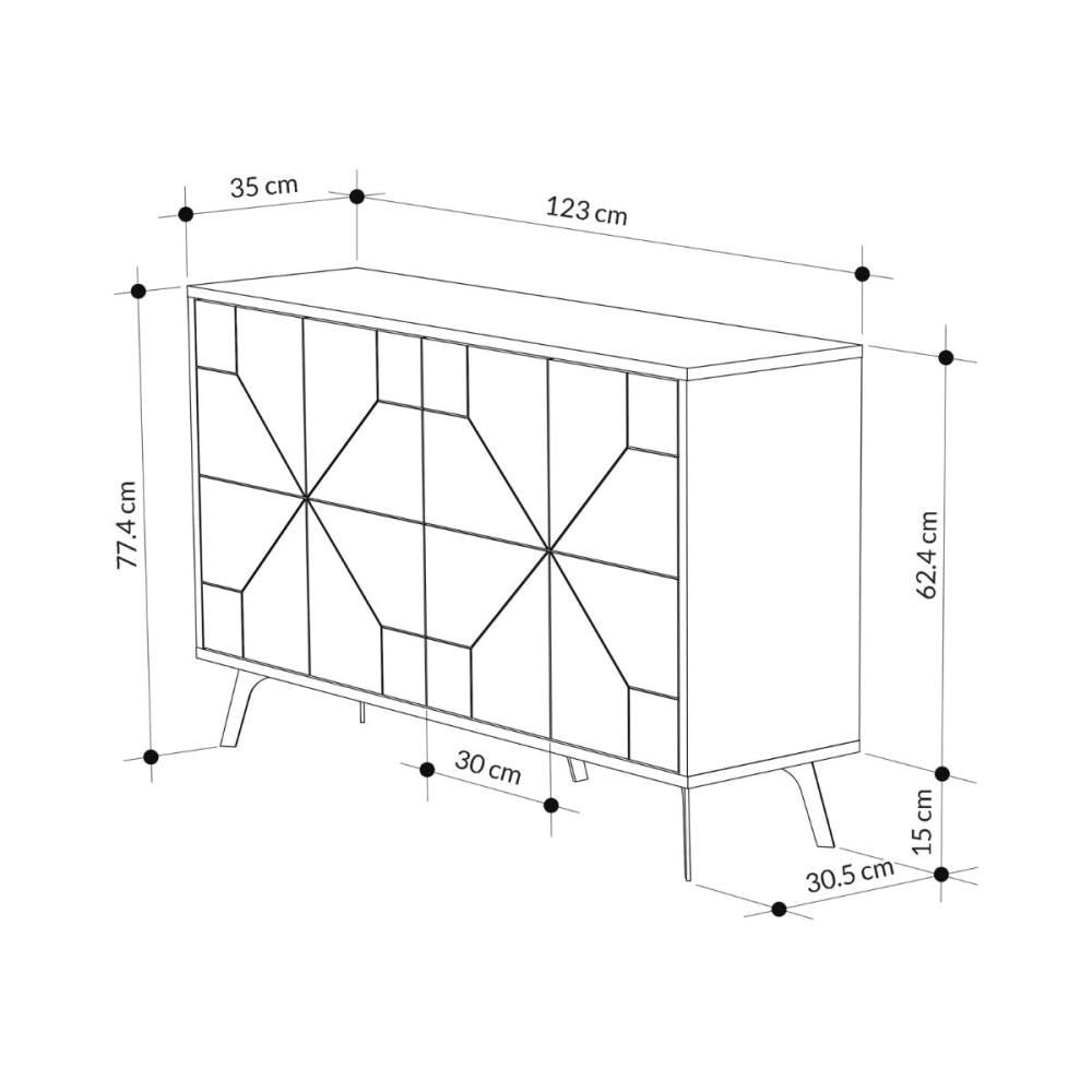 Comoda alba din PAL melaminat 123 cm Dune Decortie