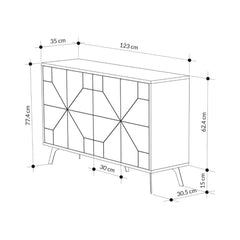 Comoda alba din PAL melaminat 123 cm Dune Decortie