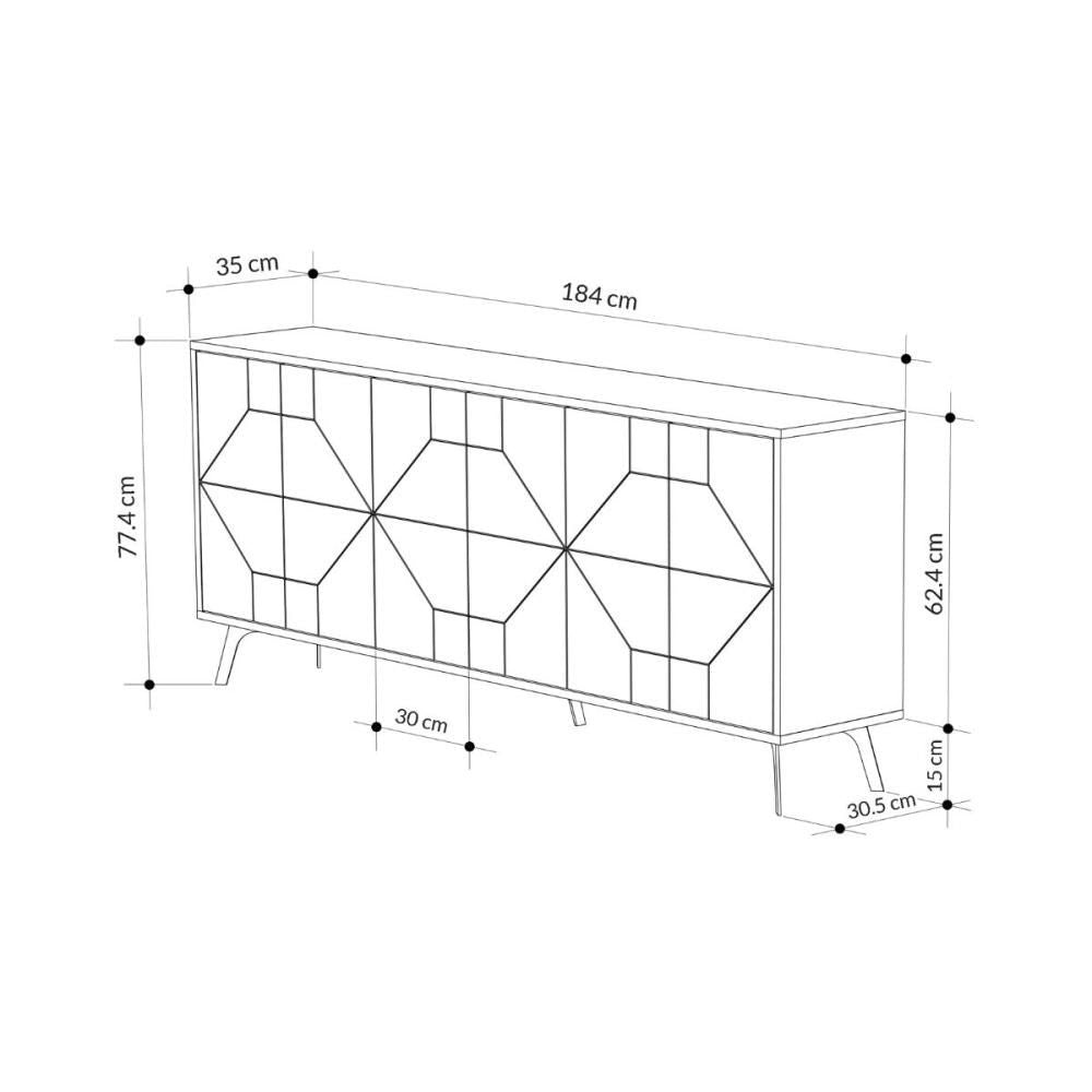 Comoda alba din PAL melaminat 183 cm Dune Decortie