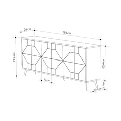 Comoda alba din PAL melaminat 183 cm Dune Decortie