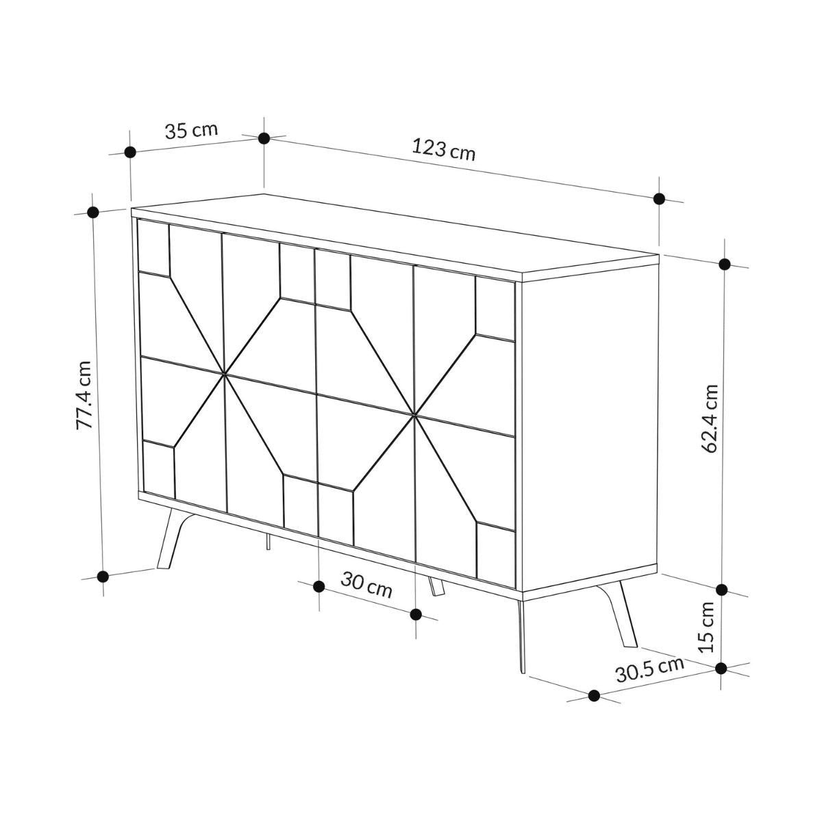 Comoda maro nuc din PAL melaminat 123 cm Dune Decortie