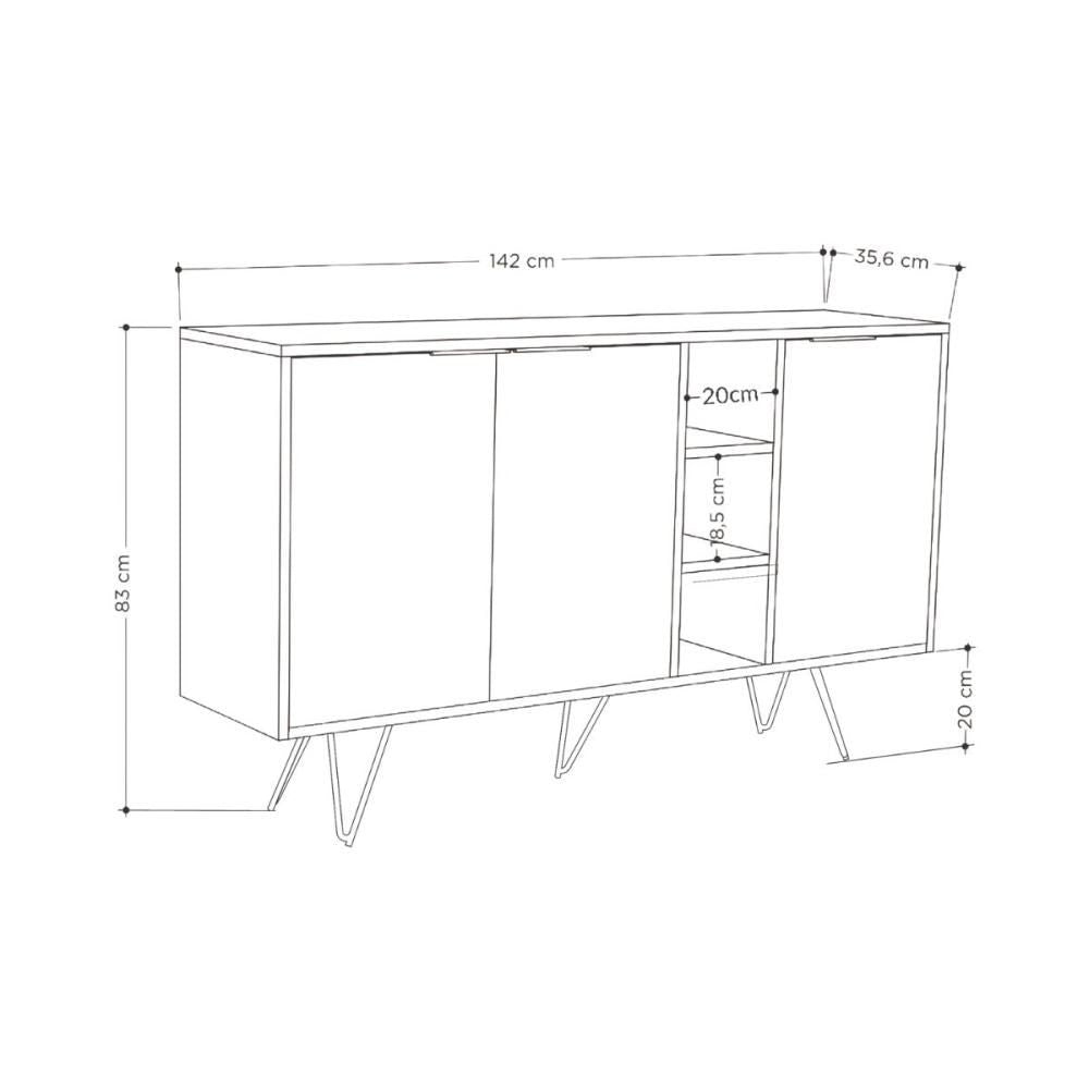 Comoda maro stejar / gri antracit din PAL melaminat 142 cm Clara Decortie