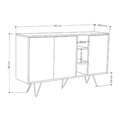 Comoda maro stejar/alb din PAL melaminat 142 cm Clara Decortie