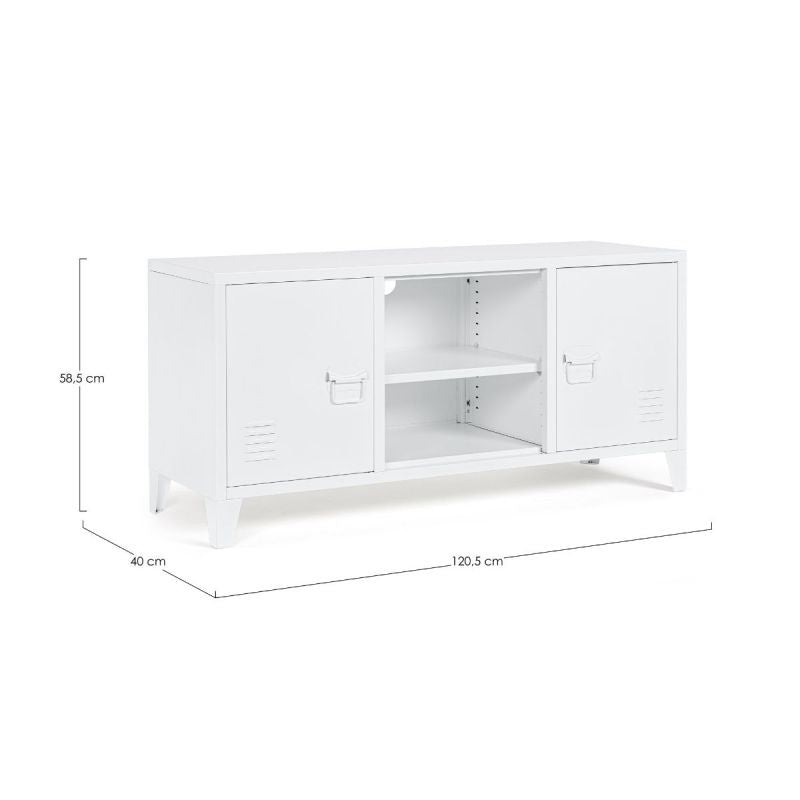 Comoda TV alba din otel 120,5 cm Cambridge Bizzotto