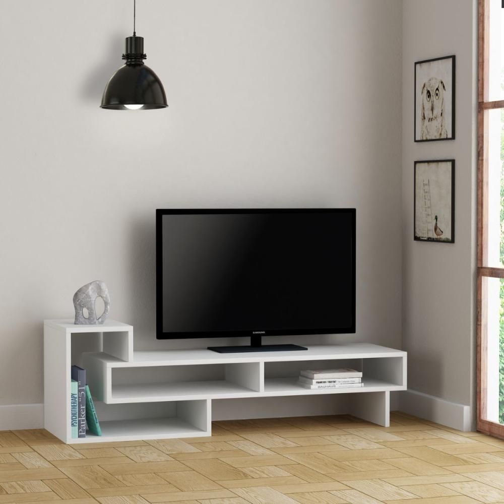 Comoda TV alba din PAL melaminat 136 cm Tetra Decortie