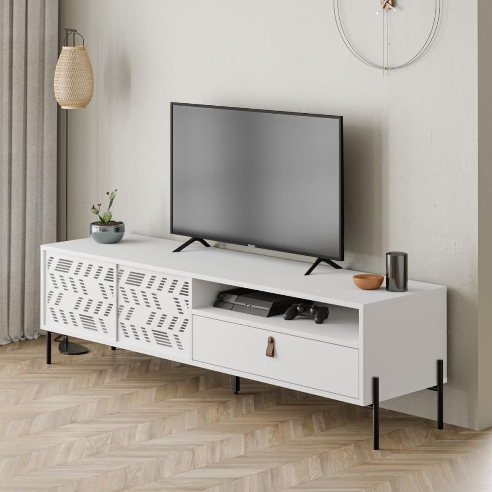 Comoda TV alba din PAL melaminat 170 cm Dionysos Decortie