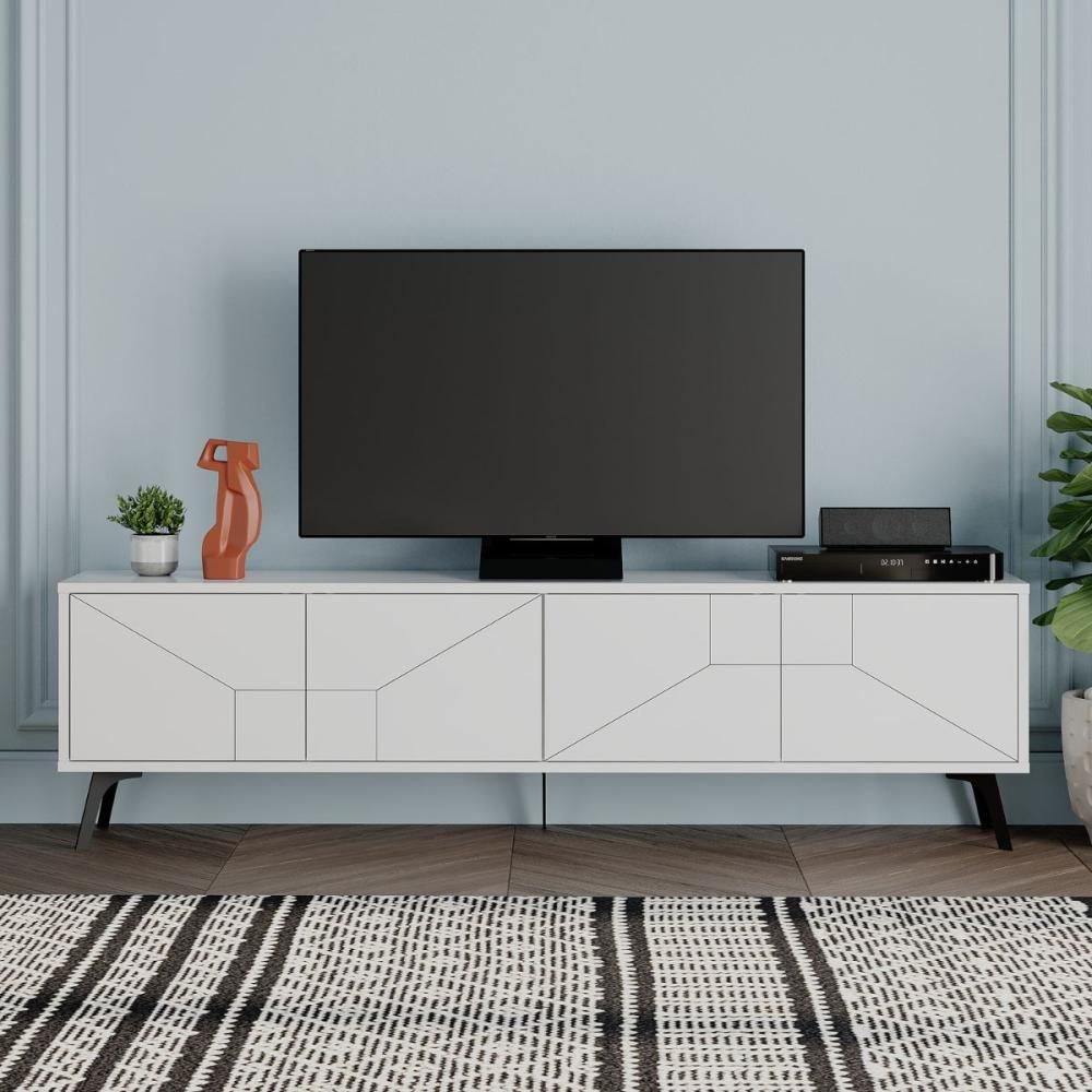 Comoda TV alba din PAL melaminat 180 cm Dune Decortie