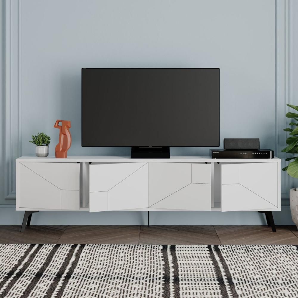 Comoda TV alba din PAL melaminat 180 cm Dune Decortie