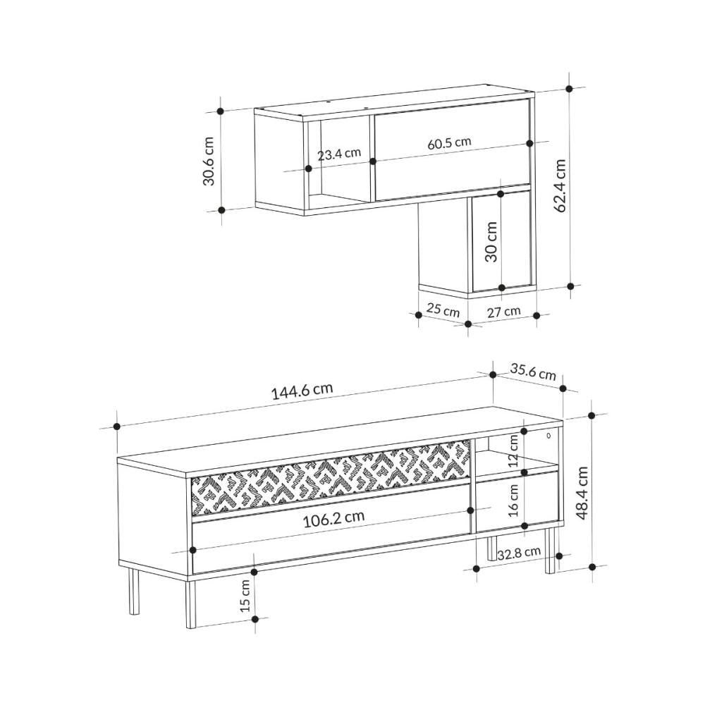 Comoda TV gri antracit din PAL melaminat 144 cm Heaton Decortie