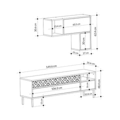 Comoda TV gri antracit din PAL melaminat 144 cm Heaton Decortie