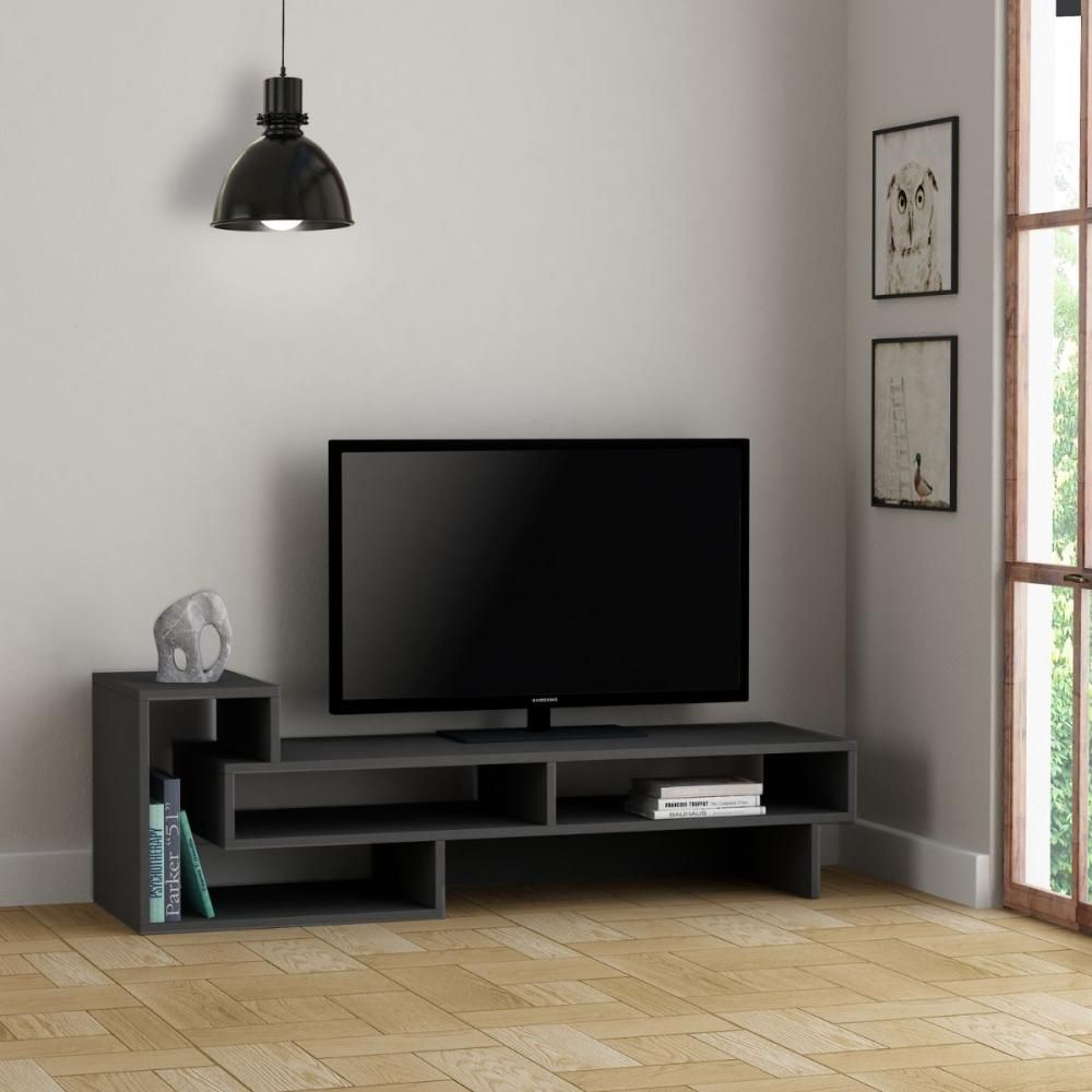 Comoda TV gri din PAL melaminat 136 cm Tetra Decortie