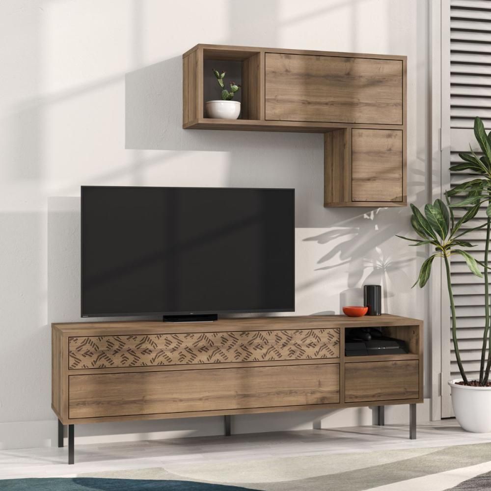 Comoda TV maro din PAL melaminat 144 cm Heaton Decortie