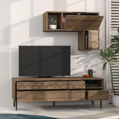 Comoda TV maro din PAL melaminat 144 cm Heaton Decortie