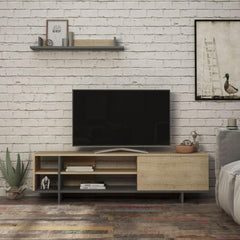 Comoda TV maro / gri din PAL melaminat 160 cm Stockton Decortie