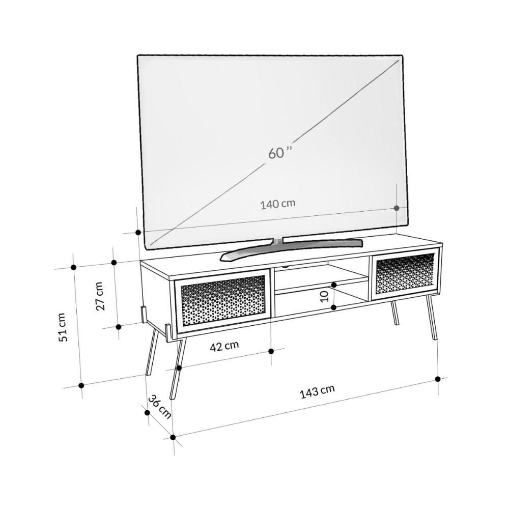 Comoda TV maro stejar din PAL melaminat 140 cm Naive Decortie