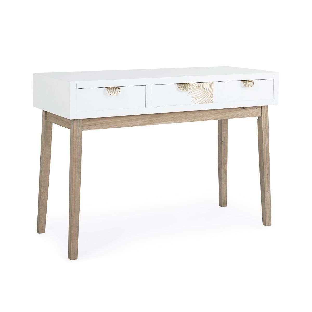 Consola alb/maro din lemn si MDF 110x40 cm Folium Bizzotto