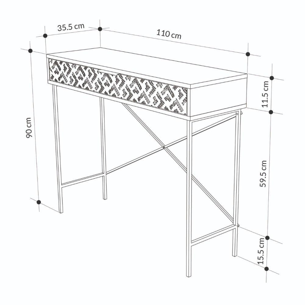 Consola gri antracit din PAL melaminat si fier 110 cm Heaton Decortie