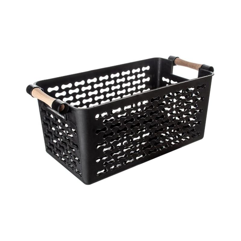 Cos de depozitare negru cu manere, din plastic, 29x14x12 cm Urban Living