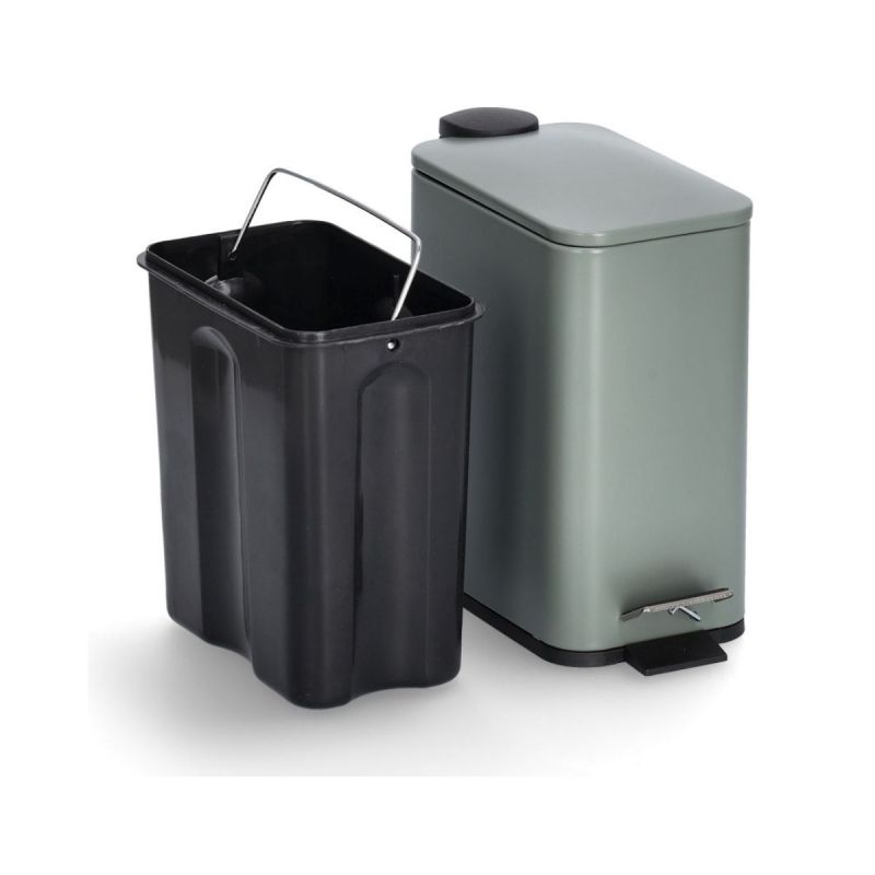 Cos de gunoi, verde, din plastic si metal, 5L, Pedal bin Zeller