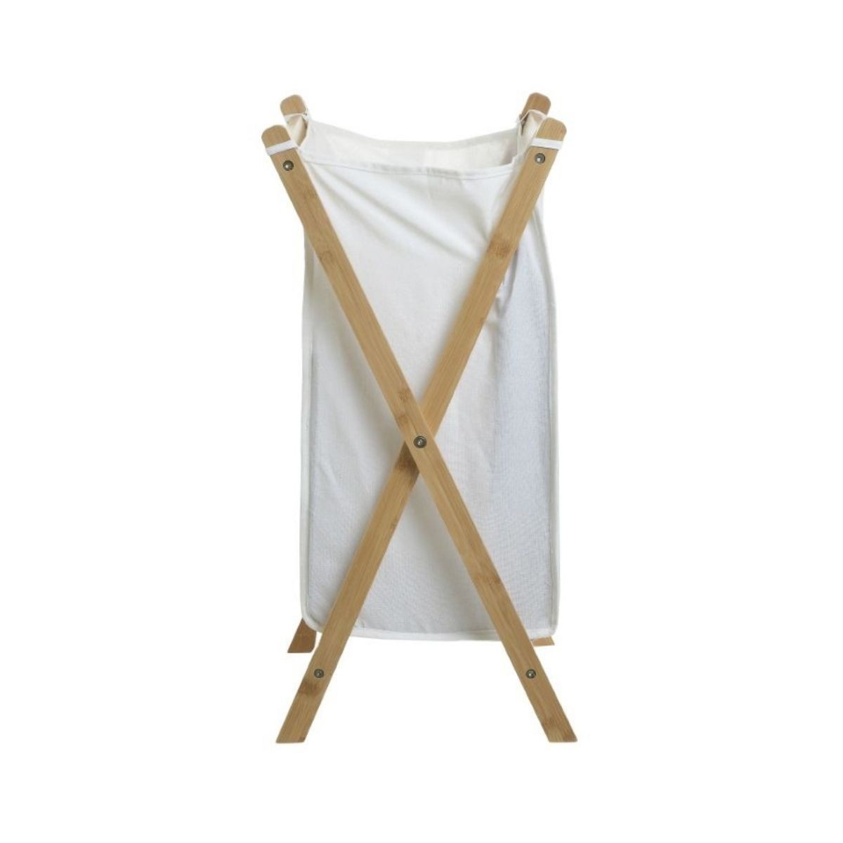 Cos pentru rufe alb/negru/lemn natural din lemn si textil 31x40x58 cm