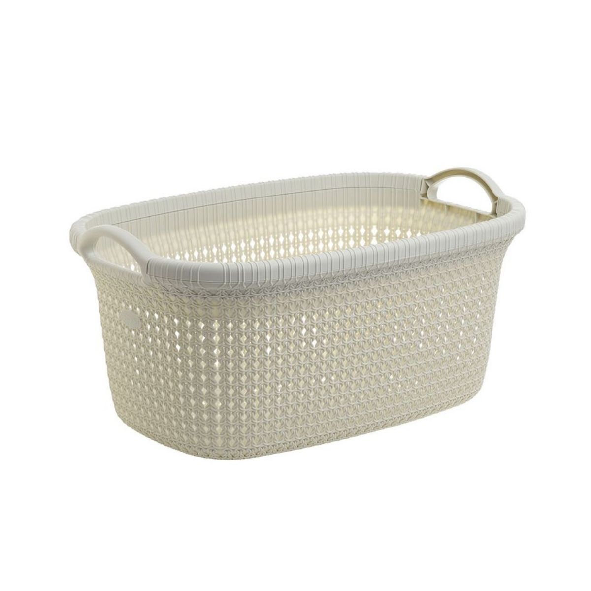 Cos pentru rufe crem din plastic 35 l, 56x37x26 cm