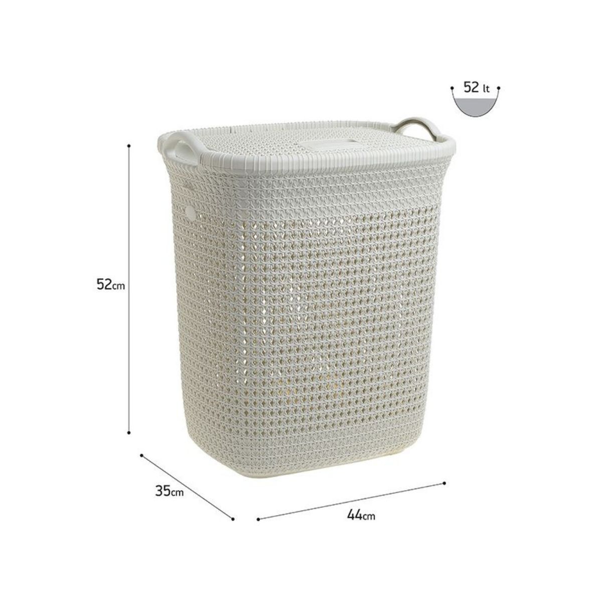 Cos pentru rufe crem din plastic 52 l, 44x35x52 cm