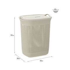 Cos pentru rufe crem din plastic 65 l, 44x35x57 cm