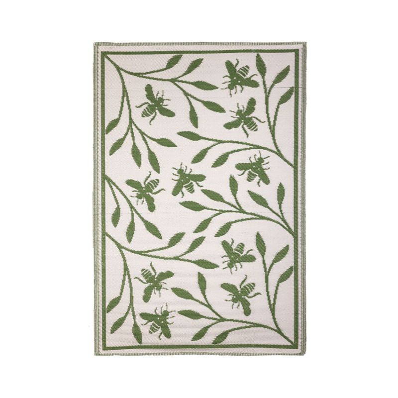 Covor alb/verde reversibil din polipropilena design Bee Esschert Design