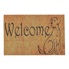 Covoras intrare Inart, 40x60 cm, model "WELCOME" cu caine, galben