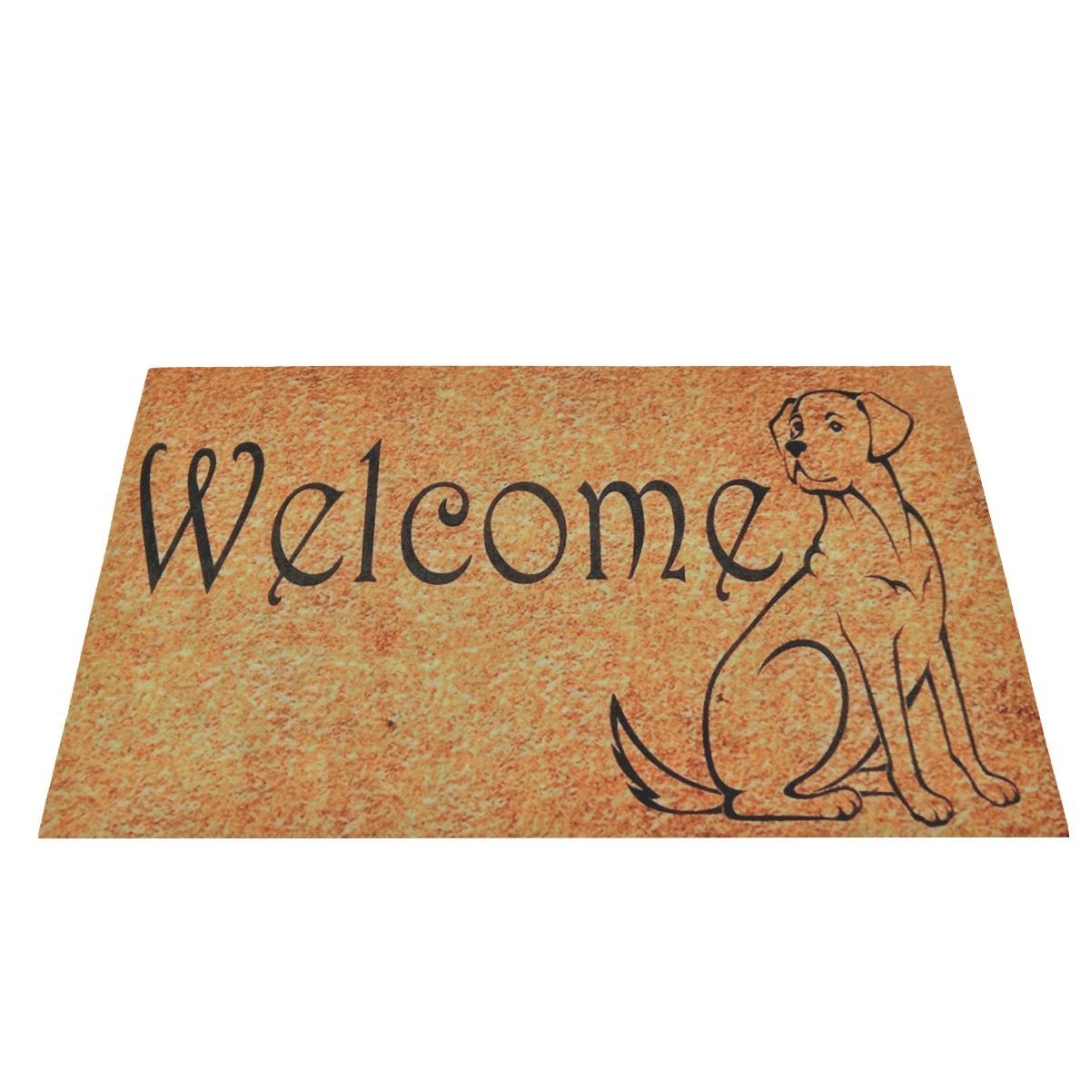 Covoras intrare Inart, 40x60 cm, model "WELCOME" cu caine, galben