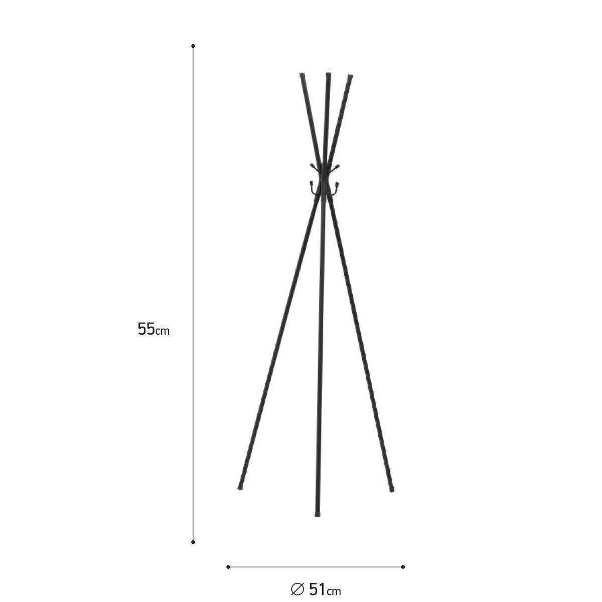 Cuier Metalic negru 51x51x155 cm