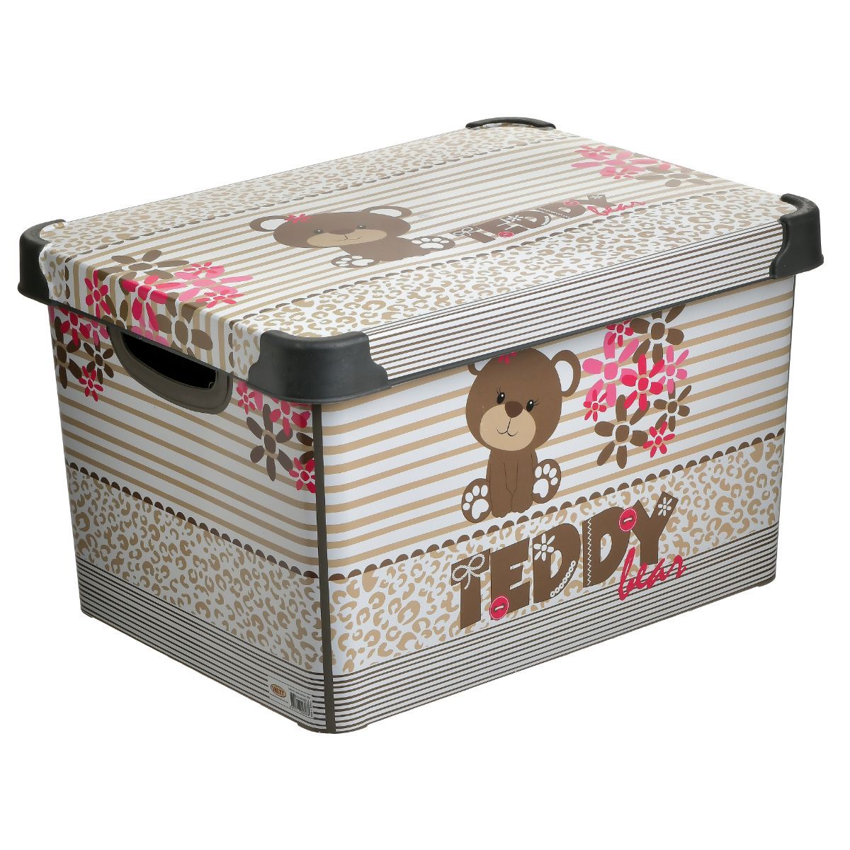 Cutie depozitare din plastic cu model Teddy crem/maro 38x27x23 cm