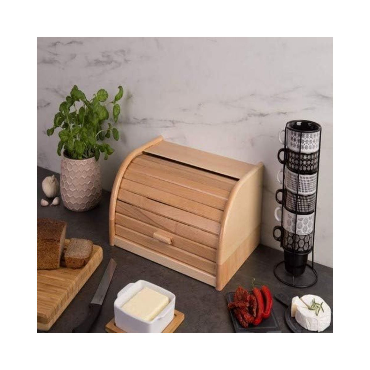 Cutie pentru paine, maro, din lemn, 40 cm, Bread Bin Zeller