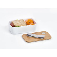 Cutie pentru sandwich, 750 ml, din plastic si bambus, alb Lunch box Zeller