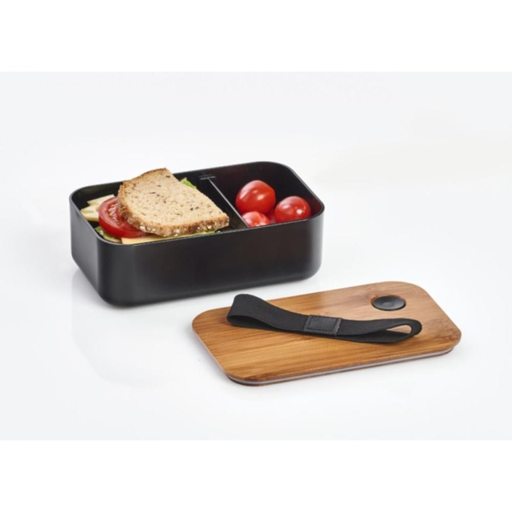 Cutie pentru sandwich, 750 ml, din plastic si bambus, negru Lunch box Zeller