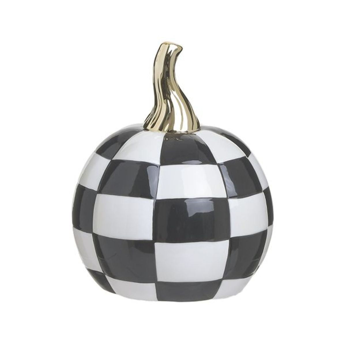 Decoratiune alb/negru din ceramica dovleac Ø14X18 Checkers Inart