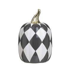 Decoratiune alb/negru din ceramica dovleac Checkers Ø13X21