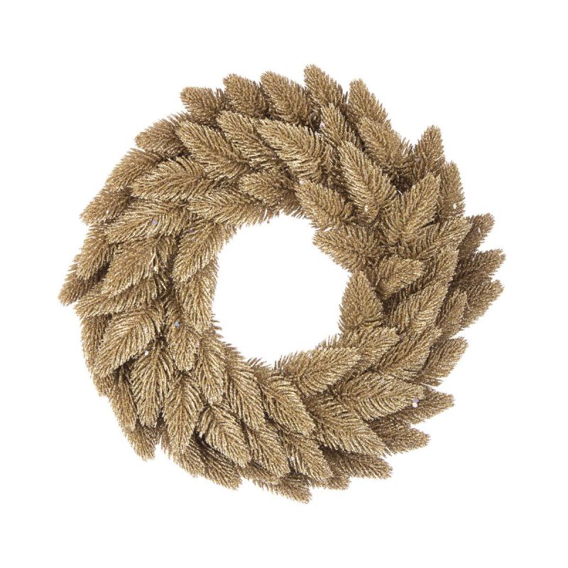 Decoratiune coronita galben-sampanie din politilena Ø30 cm Fancy Wreath Bizzotto