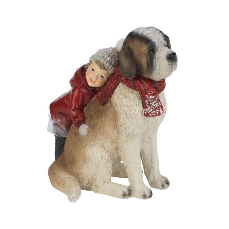 Decoratiune de Craciun 14 cm Saint Bernard si copil Cosy&Trendy