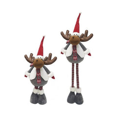 Decoratiune de Craciun MagicHome, ren gri cu picioare telescopice, 88 cm