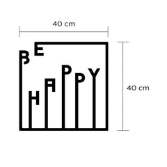 Decoratiune de perete, neagra metalica, 40x40 Happy Decortie