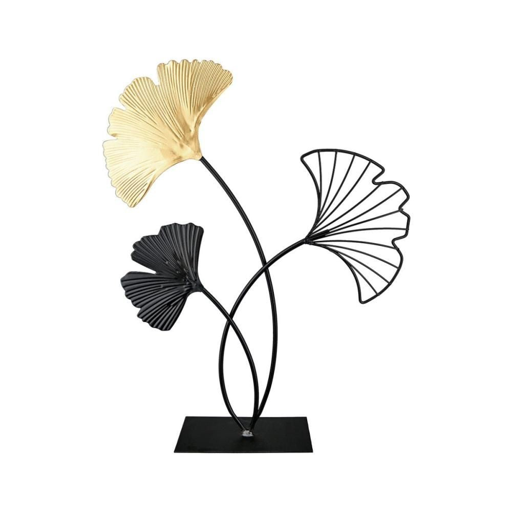 Decoratiune din metal Ginkgo negru/auriu 23,5 cm Gilde