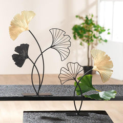 Decoratiune din metal Ginkgo negru/auriu 23,5 cm Gilde