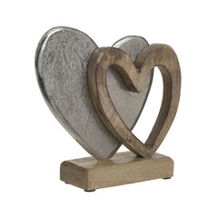 Decoratiune din metal si lemn Hearts 19X5X18 cm Inart