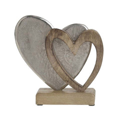 Decoratiune din metal si lemn Hearts 19X5X18 cm Inart