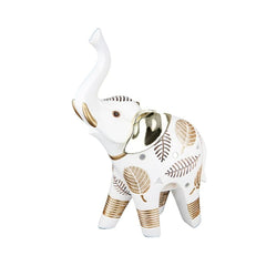 Decoratiune elefant 23 cm alb/auriu din polirasina Pagina Gilde