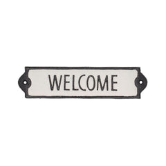 Decoratiune metalica de usa alb/negru 21,2 x 5,1 cm "Welcome"