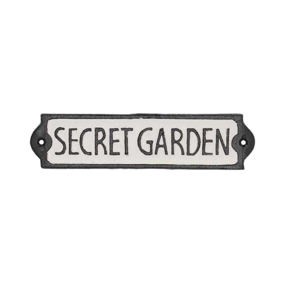 Decoratiune metalica de usa alb/negru 21,2 x H 5,1 cm "Secret Garden"